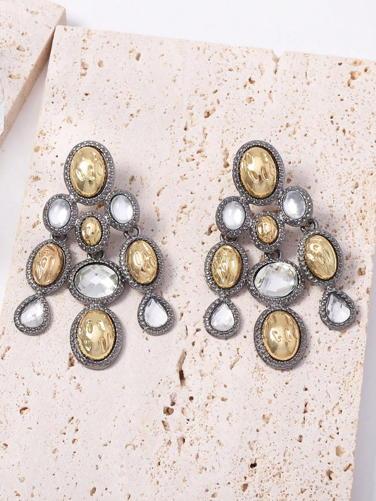 Women's Vintage Geometric Rhinestone Dangle Earring Set