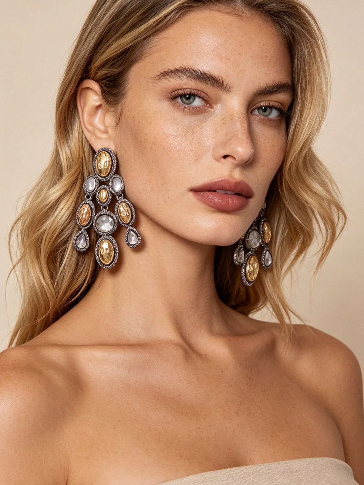 Women's Vintage Geometric Rhinestone Dangle Earring Set