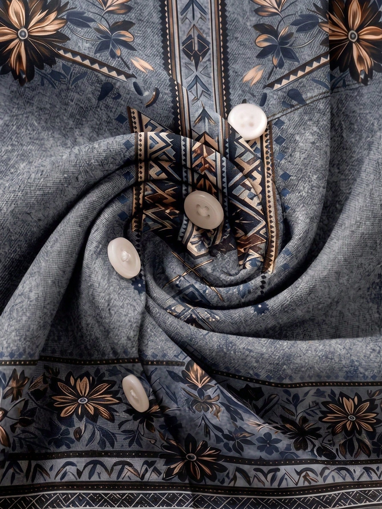 Women's Plus Size Geometric Print Button Front Long Sleeve Shirt