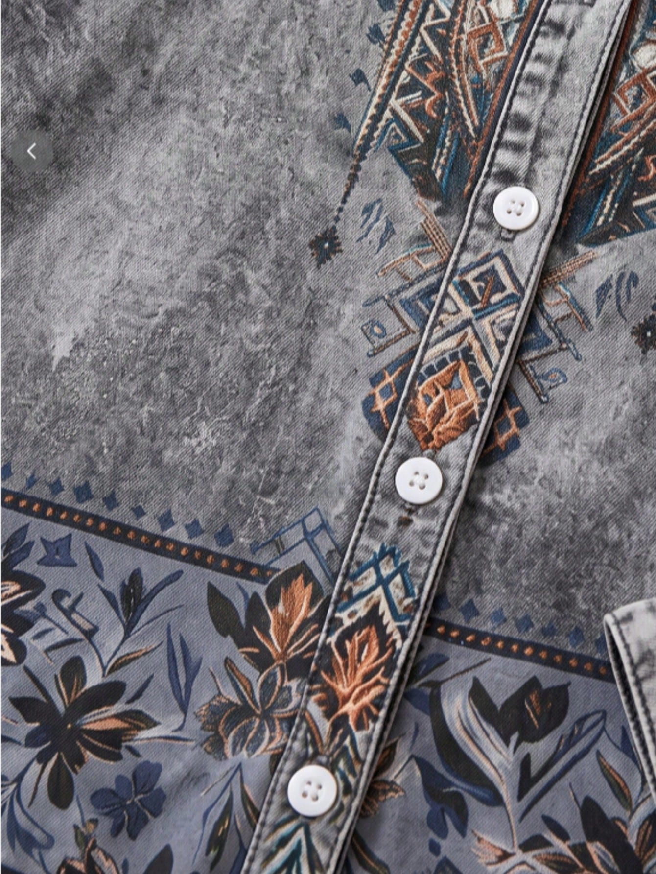 Women's Plus Size Geometric Print Button Front Long Sleeve Shirt