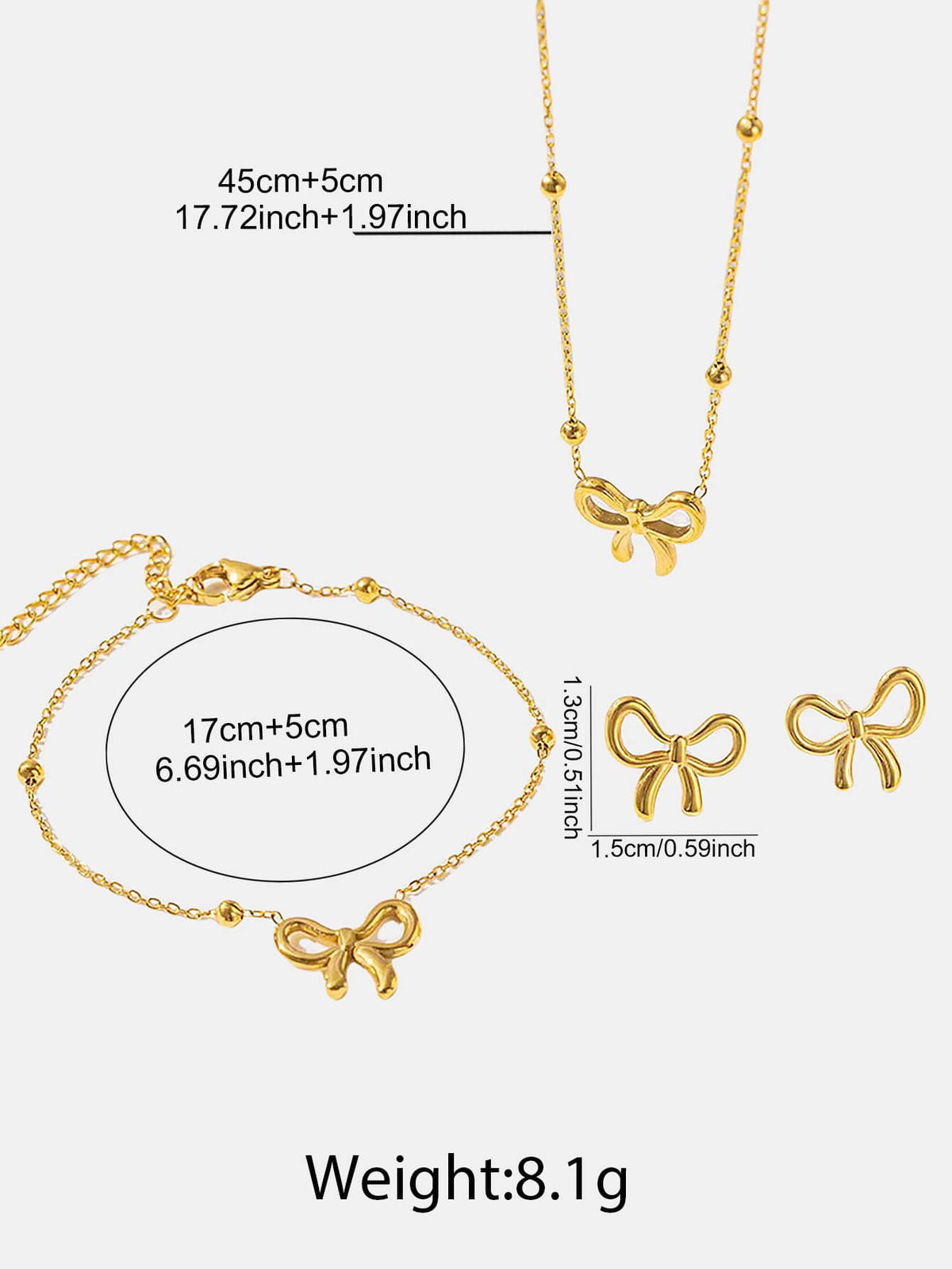 Women's Elegant Stainless Steel Bow Jewelry Set