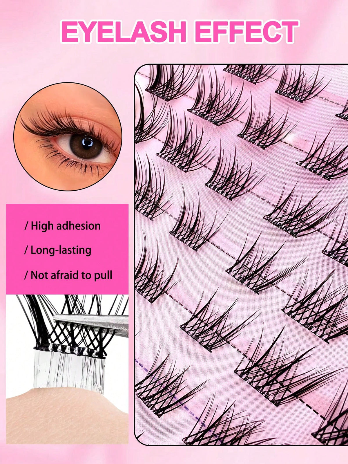 Women's 60pcs C-Curl Self-Adhesive Fluffy Eyelash Cluster Set
