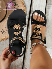 Women's Bohemian Vintage Rhinestone Flat Sandals