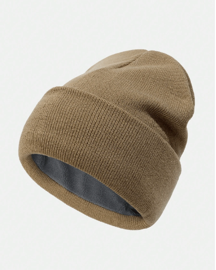 Shein Solid Thermal Lined Thick Knit Beanie Hat, Casual Pullover Cap -.