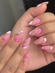 Shein 24pcs Short Square Press-on Nails - Nude & Pink Ombre Simple Design -.