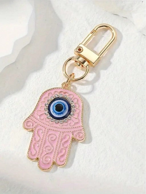 Shein 1 Golden Sparkling Hollow Eye Keychain >