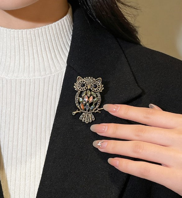 Shein Owl Brooch Niche Fashion Luxury Lapel Pin>