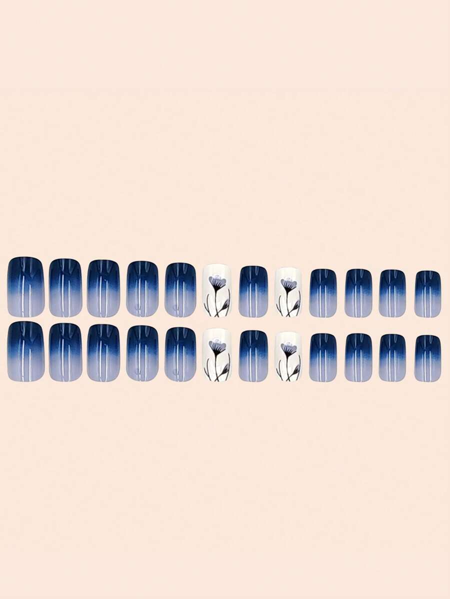 Shein 24pcs Medium Square Solid Color Full Cover Press-On Nails>