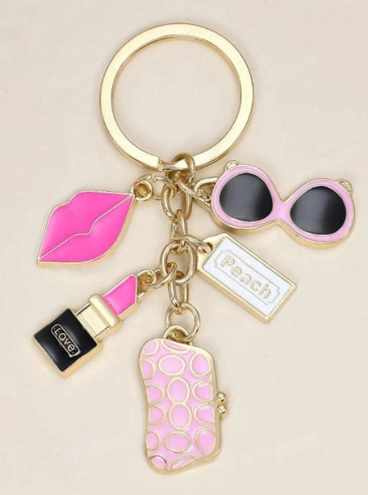 Shein 1pc Lipstick Keychain Charm, Elegant Keyring Bag Accessory >