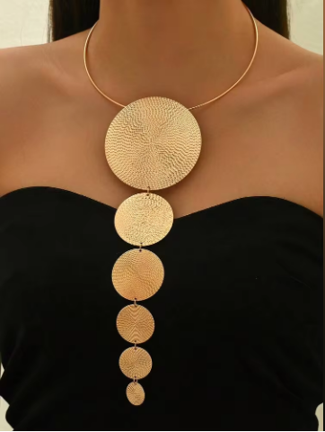 Shein Women's Y Shape Necklace, Fashion Geometric Square & Circle Long Choker >