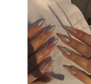 Shein 24pcs Long Stiletto Iridescent Mermaid Effect Press-On Nails Set >