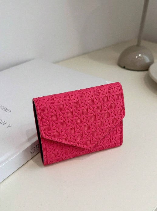 Shein 1pc Women's PU Braided Portable Bifold Short Wallet -.