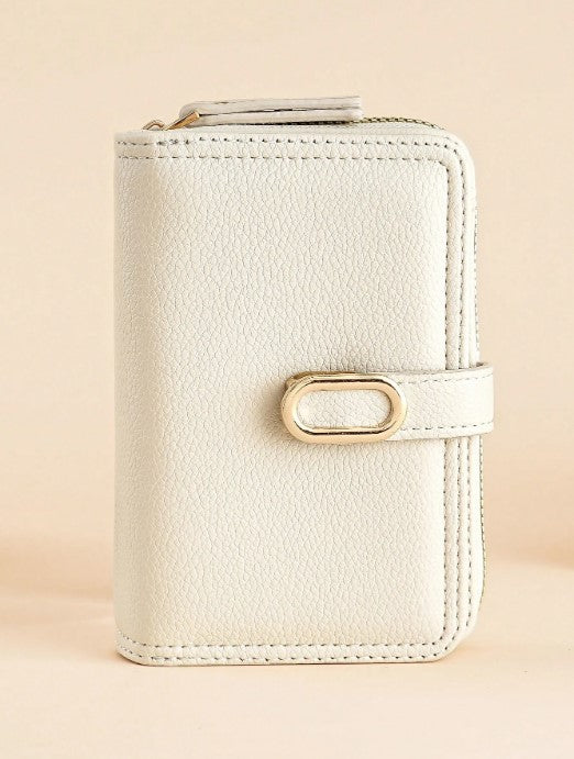 Shein Stylish Zipper Wallet Clutch Pouch With Gold Buckle Strap -.