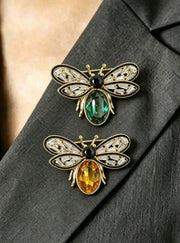 Shein Vintage Bee Brooch  Crystal Honey Bee Shaped Pin Elegant Animal Jewelry>