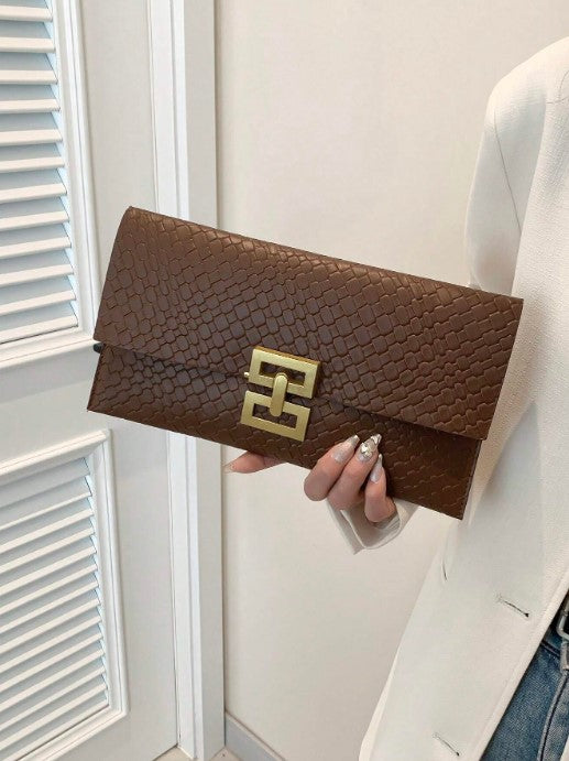 Shein New Design Mini Envelope Bag Crocodile Pattern Vintage Clutch>