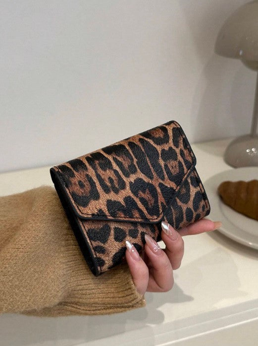 Shein 1pc PU Leather Folding Compact Wallet -.