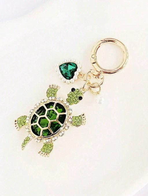 Shein Creative Creative Rhinestone Ocean Turtle Keychain >