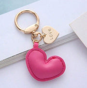 Shein Minimalist Hot Pink Leather Heart Shape Keychain & "Love" Pendant >