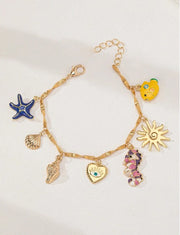Shein 1pc Enamel Starfish, Seahorse, Shell Heart Charm Decor Bracelet>
