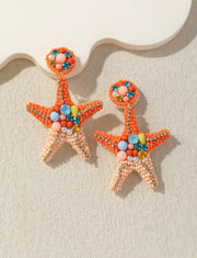 Shein Heavy Starfish & Pearl Crystal Beaded Earrings>