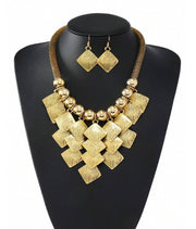 Shein Earrings & Multilayer Geometric Beaded Block Chain Tassel Necklace>
