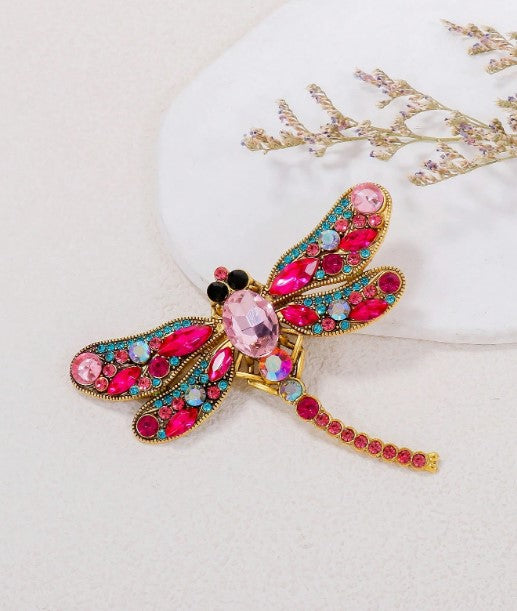 Shein Juran 1pc Elegant Purple Rhinestone Dragonfly Brooch>
