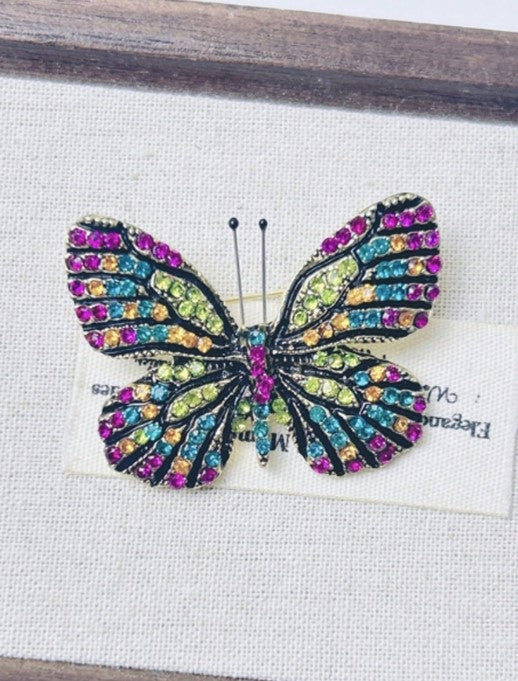 Shein Vintage Palace Style Rhinestone Inlaid Alloy Butterfly Brooch>