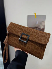 Shein Women's Fashionable Leopard Print Small Square Handbag with Flap Cover -.