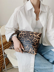 Shein Leopard Pattern Envelope Crossbody Wristlet Bag with Faux Leather Finish -.