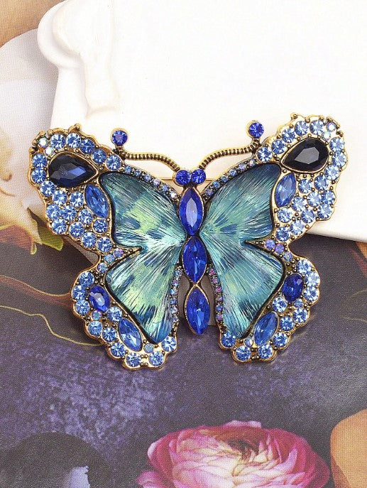 Shein 1pc Retro Crystal Butterfly Brooch Suitable for Daily Wear >
