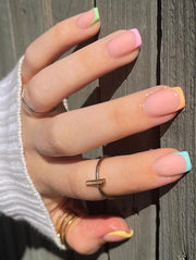 Shein 24pcs/Set Spring And Summer Press On Nails Short Square Nail Tips>