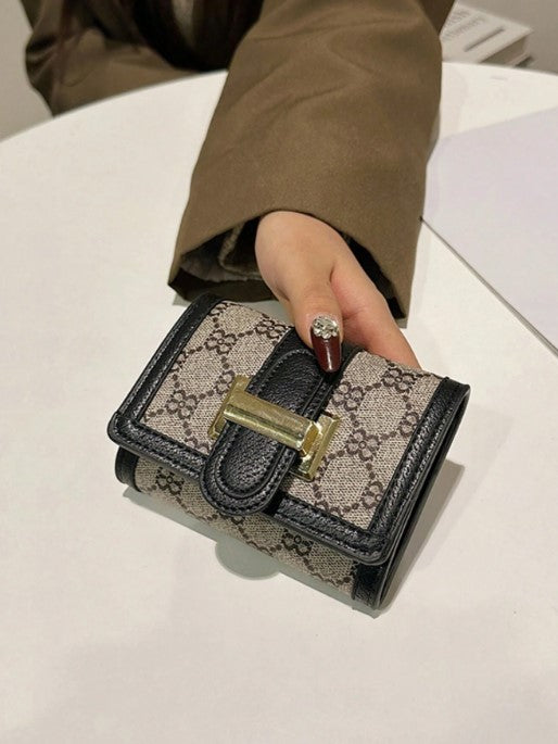 Shein Women's Tri-Fold Flap Closure Short Floral Print Multi-Card Holder Wallet -.