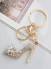 Shein 1pc Rhinestone Embedded High Heel Shoe Lovely Keychain -.