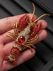 Shein Vintage Rhinestone Lobster Brooch Luxurious Chest Flower Pin>