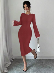 Shein Elegant Colorblock Crochet Knit Sweater Dress, M -.
