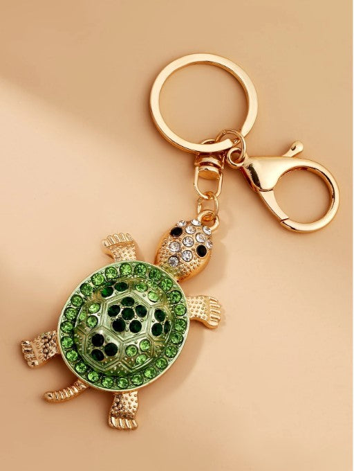 Shein Party 1pc Women's Rhinestone-Studded Alloy Sea Turtle Keychain -.