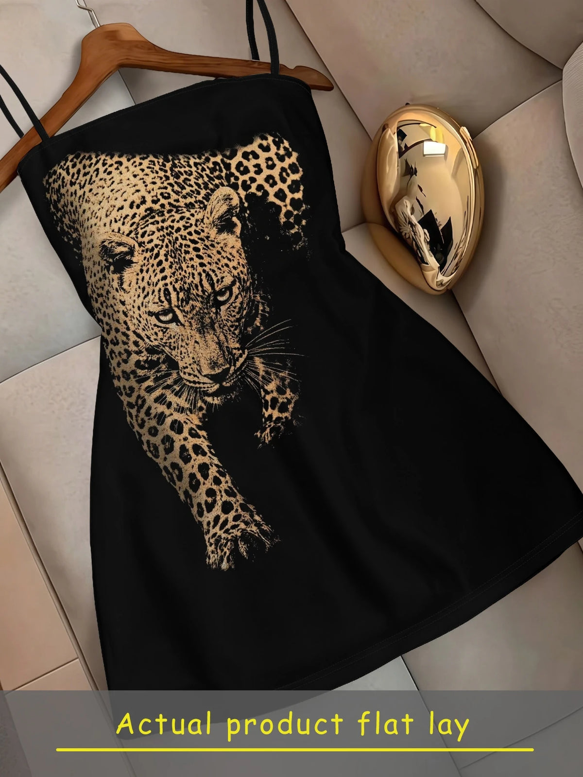 Women's Summer Leopard Print Spaghetti Strap Cami Dress