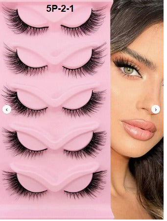 Shein 5pairs Cat Eye Volumized Faux Mink False Eyelashes, 5P-2-1 +