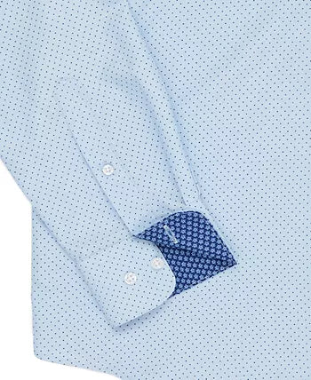 Calabrum Men's Regular Fit Dot Print Wrinkle Free Performance Dress Shirt, S +