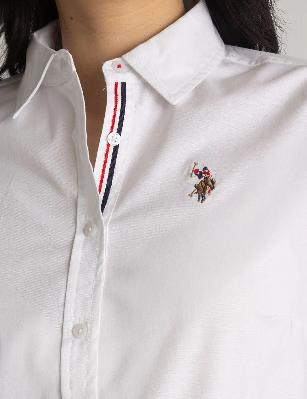 U.S. Polo Long Sleeve Solid Stretch Oxford Shirt, L