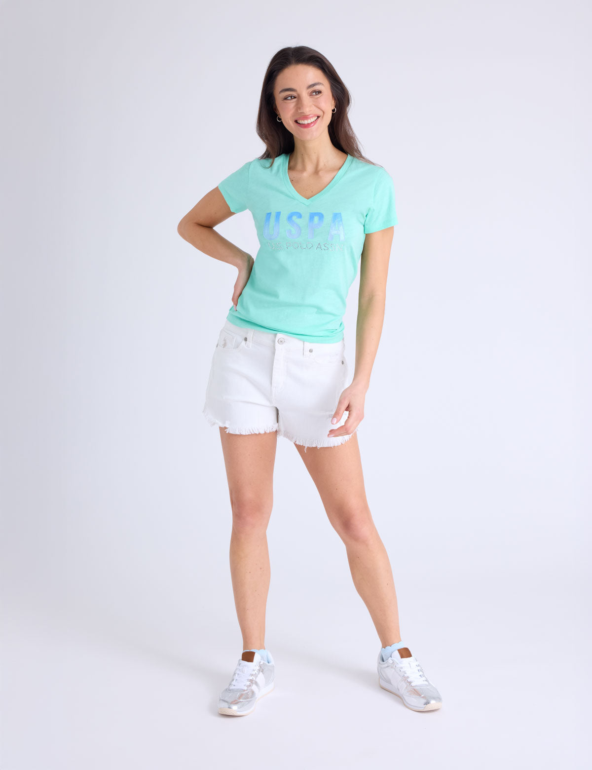 Women's U.S. Polo Assn. Ombre Rhinestone V-Neck T-Shirt