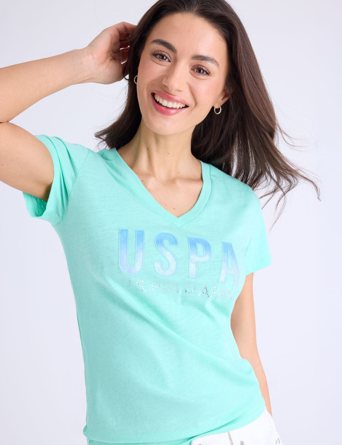 Women's U.S. Polo Assn. Ombre Rhinestone V-Neck T-Shirt