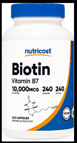 225 Nutricost Biotin (Vitamin B7) 10,000mcg (10mg) Vitamin Supplement, 240 Capsules - Vegetarian, Gluten Free, Quick Release, Non-GMO