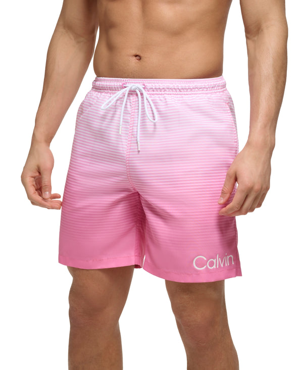 CK. Men's Regular-Fit Ombre Gradient Stripe Upf 50+ 7" Swim Trunks, XXL*/