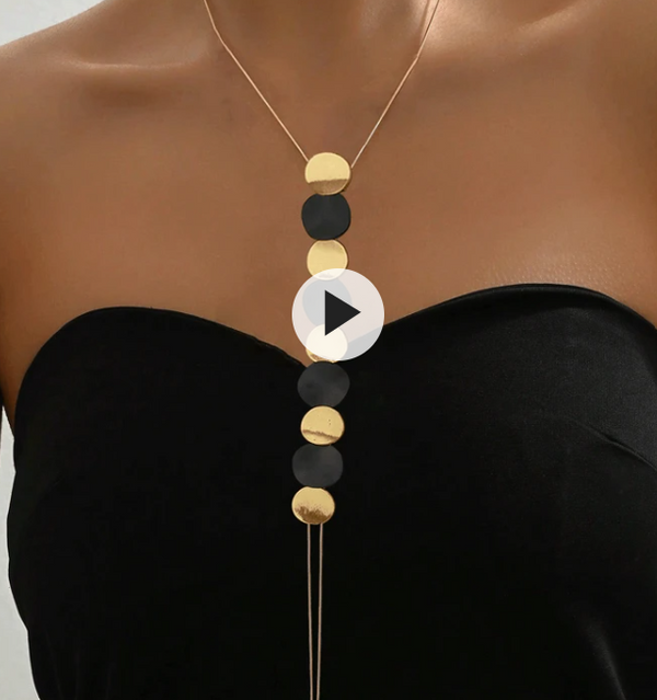 Shein 1pc Fashionable & Elegant Creative Geometric Round Pendant Necklace +
