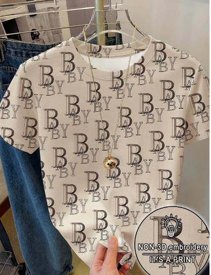 Shein Women's Casual Letter Print Short Sleeve T-Shirt, L -.