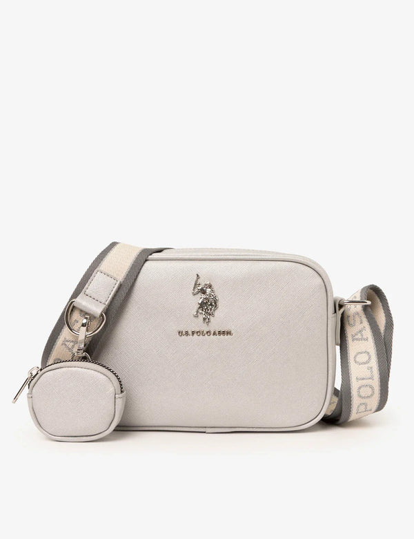 U.S. Polo Classic Zip Crossbody Bag With Pouch (Silver) +