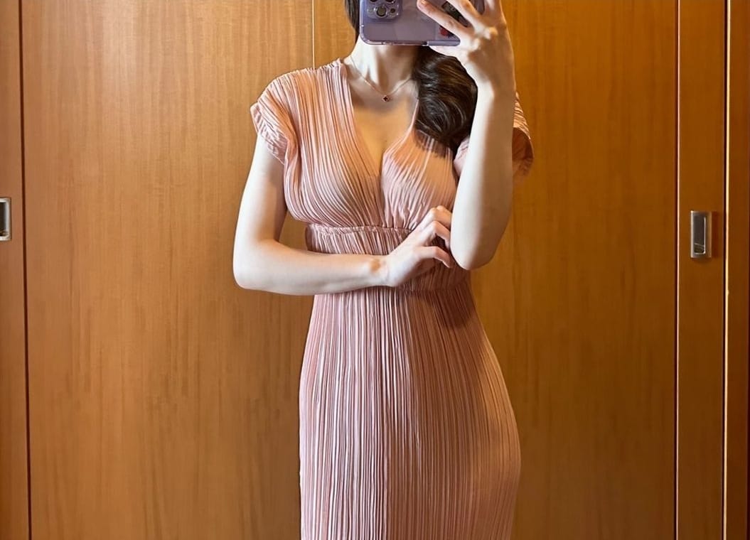 Shein Solid Pleated Hem A-line Dress, S -.