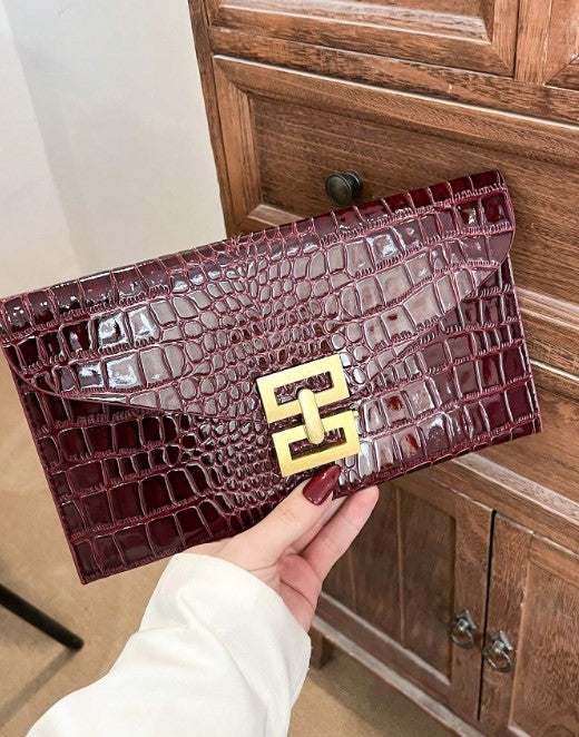 Shein 1pc Minimalist Solid Color Chic Faux Stone Texture Clutch Bag -.