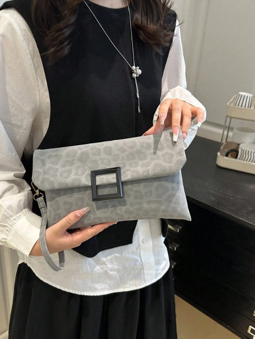 Shein Women Leopard Print Grey Wristlet Clutch Handbag -.